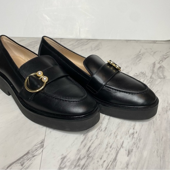 Stuart Weitzman Brenna Black Leather Loafer 5 1/2 B - Picture 9 of 14